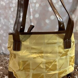 Chic Yellow and Brown Quilted Tote with Geometric Design